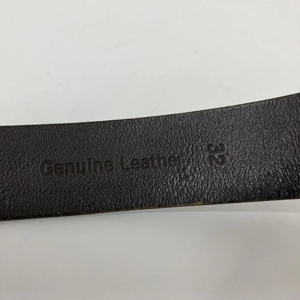 Timberland Leather Belt Mens 32 Brown Antique Brass Buckle Tree Logo Casual - Picture 4 of 14